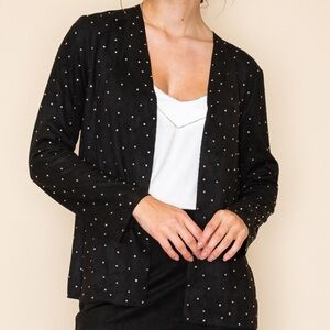 All Over Rhinestone Suede Jacket- Black